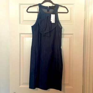 Denim knee length sleeveless summer dress